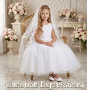 First Communion Dress Corded lace bodice with pearls and sequins