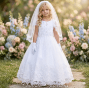 First Communion Dress with Beautiful Lace Skirt