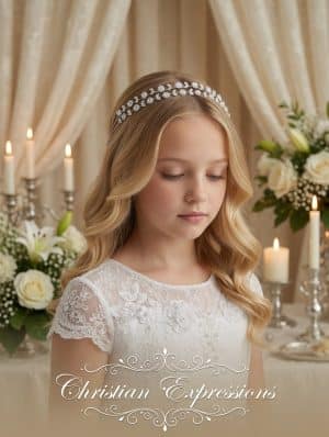 First Communion Rhinestone Flowers Double Layer Hairband
