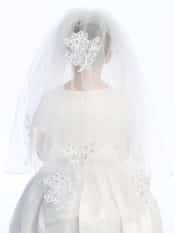 First Communion Two Veil with Lace Appliques