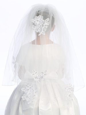 First Communion Two Veil with Lace Appliques