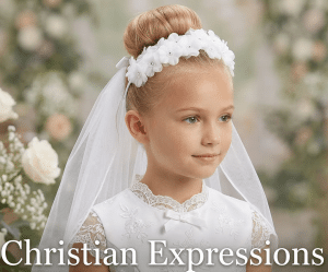First Communion Wreath Veil Flower with rhinestone accents