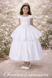 First Communion Dress Satin With Double Satin Skirt Ankle Length