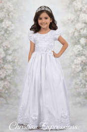 First Communion Dress Satin with Beads and Lace