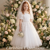 First Communion Dress Puff sleeve with Key Hole Back