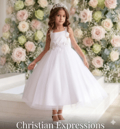First Communion Dress 3D Flowers Along Waist