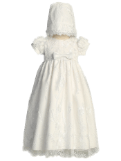 Girls Christening Dress with Embroidery Tulle and Sequins