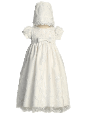 Girls Christening Dress with Embroidery Tulle and Sequins