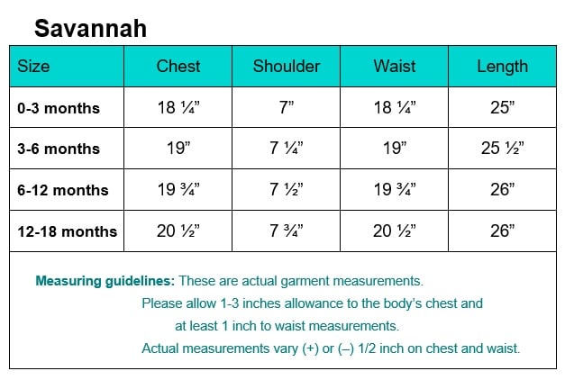 Christening Gown Size Chart