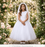 First Communion Dress Cascading Bead and Sequin Bodice5894