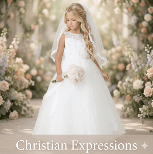 First Communion Dress Illusion Neckline Lace Bodice with 3D Flowers
