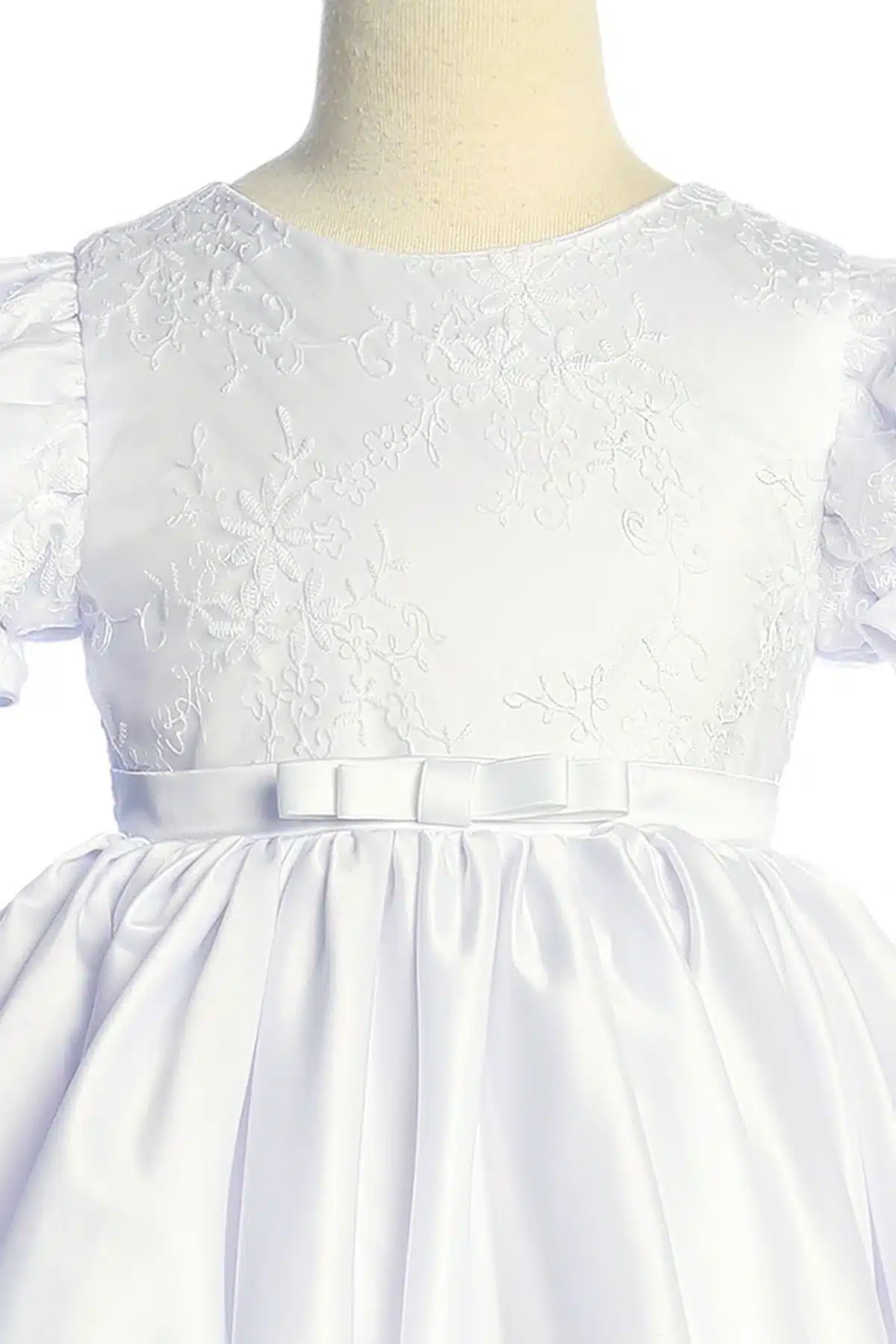 Satin Babydoll Embroidered First Communion Dress 3 Satin Babydoll Embroidered First Communion Dress - Image 3