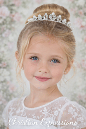 Silver Pearl and Crystal First Communion Tiara