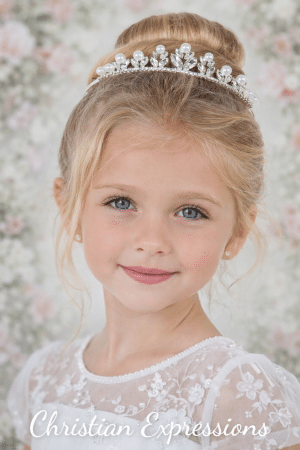 Silver Pearl and Crystal First Communion Tiara