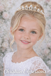 Gold Pearl and Crystal First Communion Tiara