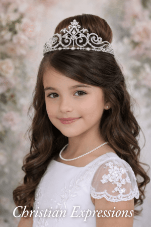 Silver Antique Rhinestone First Communion Tiara