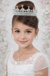 Elegant Silver Antique Rhinestone First Communion Tiara