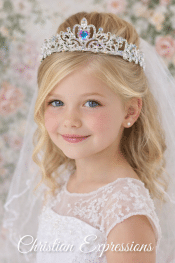 Silver Aurora Borealis Rhinestone First Communion Tiara