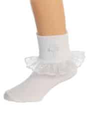 Girls First Communion Socks  with Lace and Cross