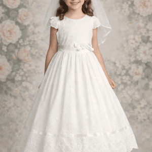cotton eyelet communion dress Communion Dress