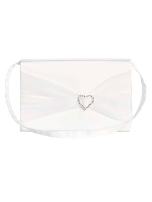 Girls First Communion Purse with Rhinestone Heart