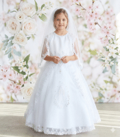 First Communion Dress with Split Skirt Embroidered Maria
