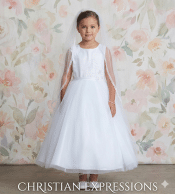 First Communion Dress with 3D Flower Applique