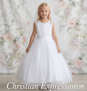 First Communion Dress with Floral Embroidered Bodice Illusion Sleeves