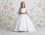 Satin Floor Length First Communion Dress with Long Train