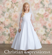 First Communion Dress Satin Bodice with Lace Sleeves
