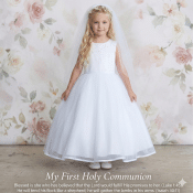 First Communion Dress Glitter Mesh Skirt with Satin Bias Edge