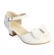 White First Communion Shoes with Double Bow