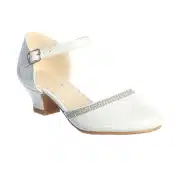 White First Communion Shoes with Rhinestone Strip