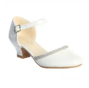 White First Communion Shoes with Rhinestone Strip
