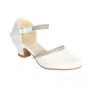 White First Communion Shoes with Double Rhinestone Straps