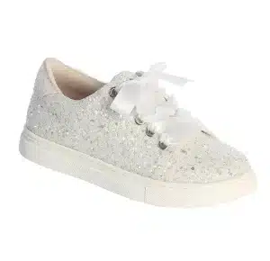 First Communion Glitter Sneakers with Satin Laces