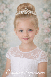 First Communion Tiara Rhinestone crown with comb in silver or gold