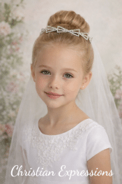 Rhinestone Ribbon First Communion Hairband