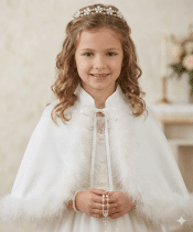 First Communion Cape with Maribou