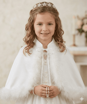 First Communion Cape with Maribou