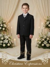 Boys 5 Pc Black First Communion Suit