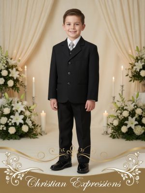 Boys 5 Pc Black First Communion Suit