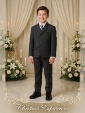 Boys 5 Pc Dark Gray First Communion Suit