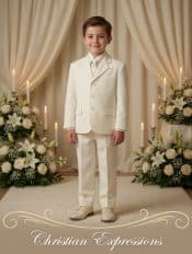 Boys 5 Pc Ivory First Communion Suit