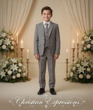 Boys Light Gray First Communion Suit