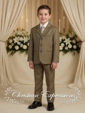 Boys 5 Pc Olive First Communion Suit