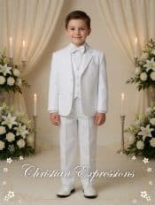 Boys White First Communion Tuxedo Suit