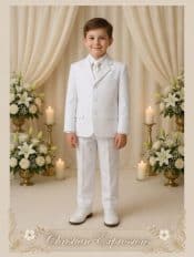 Boys 5 Pc White First Communion Suit
