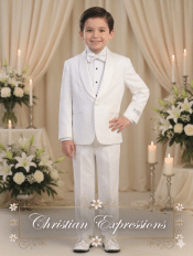 Boys White First Communion Tuxedo Suit