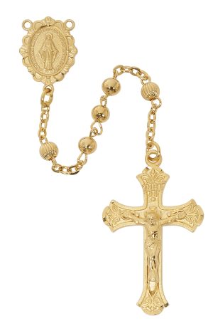 GOLD OVER STERLING SILVER ROSARY DELUXED GIFT BOX